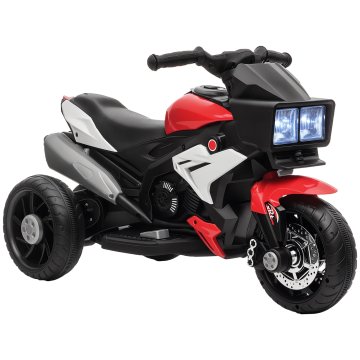 HOMCOM Električni motor za otroke 3-5 let 6V (max 25kg), hitrost 3km/h, mali električni motor za otroke s 3 kolesi, lučmi in zvoki, 86x42x52cm, rdeča