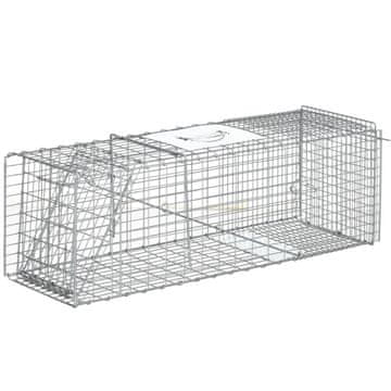 OUTSUNNY Kletka past za podgane, miši in nutrie, zložljiva, iz jekla, 93x31x34.5 cm, srebrna