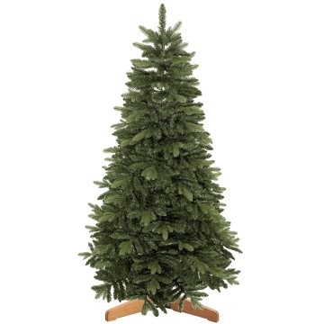 HOMCOM Umetno božično drevo 180cm, plemenita gosta realistična jelka, 961 vej iz ognjevarnega pvc-ja, zložljiv podstavek iz lesa in kovine, enostavna montaža, božična dekoracija, notranjost doma, zelena