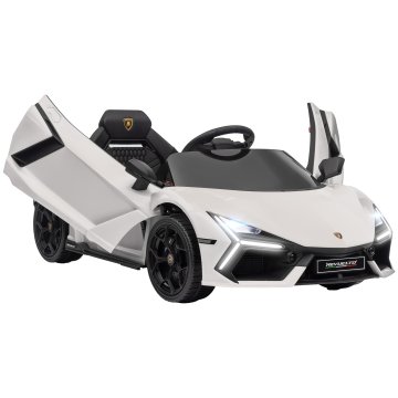 AIYAPLAY Električni avto za otroke 3-5 let 12V licenca Lamborghini revuelto 3-5km/h električni avto za otroke metuljasta vrata, 2 motorja, vzmetenje, daljinski upravljalnik, glasba, kolesca, luči, bela