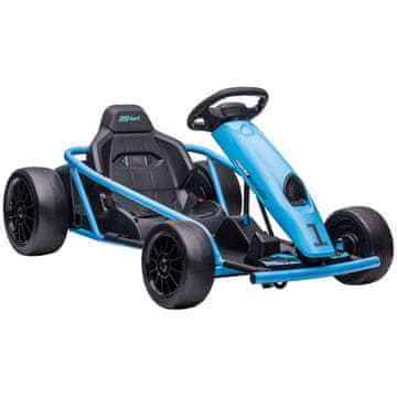 HOMCOM Električni go kart za otroke 8-12 let, 24V 6-13km/h drift go kart za otroke s počasnim zagonom, hupo, glasbo in varnostnim pasom, modra in črna