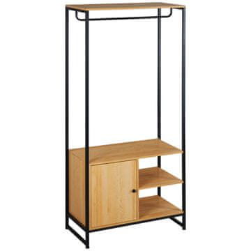 HOMCOM Obesalnik z jekleno in leseno konstrukcijo v industrijskem slogu, omarica z notranjo polico in 2 odprtima stranskima prostoroma, 80x40x180cm, naravna