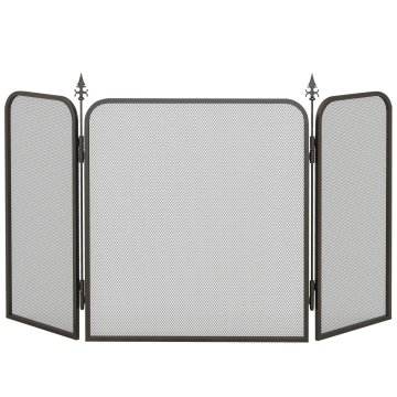 HOMCOM Zložljiv dimniški ognjevarnostni ščit s 3 panelami, kovinski, 96x1.3x56 cm, črna