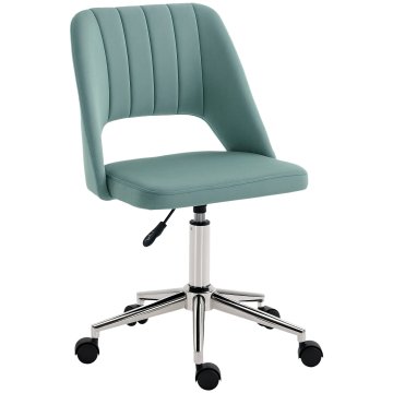 VINSETTO Ergonomski in vrtljivi pisarniški stol, oblazinjen pisalni stol z nastavljivo višino, petrolno zelena 49x60x79-91cm