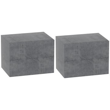 HOMCOM Komplet 2 visečih nočnih omaric z 2 predaloma, nočne omarice za spalnico, prostorsko varčne mizice za dnevno sobo, 40x29x30 cm, cementno siva