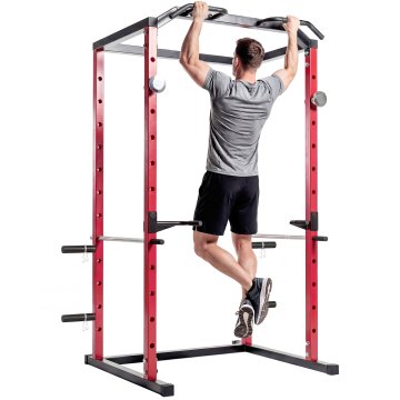 SPORTNOW Power tower s palicami za dip in potegi, kavlji J, večnamensko stojalo za telovadnico z nastavljivo višino 11 nivojev, jeklena konstrukcija, za fitnes vadbo v domači telovadnici, nosilnost 460 kg