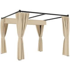 OUTSUNNY Gazebo pergola 3x3 m s stranskimi stenami in zložljivo streho, zunanji gazebo iz kovine in poliestra 180g/m2, za vrt, teraso in poslovne dejavnosti, bež