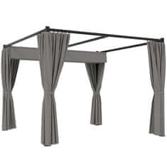 OUTSUNNY Gazebo pergola 3x3 m s stranskimi stenami in zložljivo streho, zunanji gazebo iz kovine in poliestra 180g/m2, za vrt, teraso in poslovne dejavnosti, svetlo siva