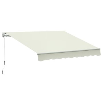 OUTSUNNY Sončna tenda navijalna z ročnim spustom za vrata in okna iz aluminija in poliestra anti-uv, 295x245cm, bela