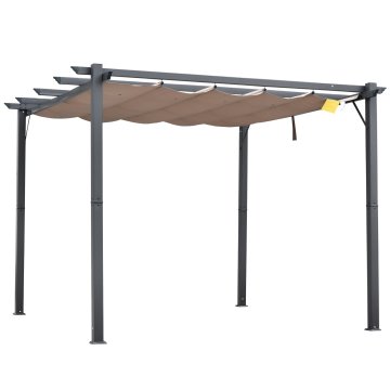 OUTSUNNY Vrtni gazebo pergola 3x3 m z zložljivo streho, aluminijasta pergola z nastavljivo protivultravijolično streho, siva