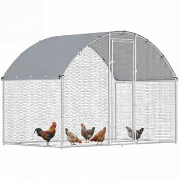 PAWHUT Zunanji kurnik za kokoši, 2.8x1.7x1.9M 4.7 M² ograja za kokoši iz pocinkanega jekla z nepremočljivo streho anti-uv in ključavnico, kletka za 5-8 piščancev, male živali, zajce in race