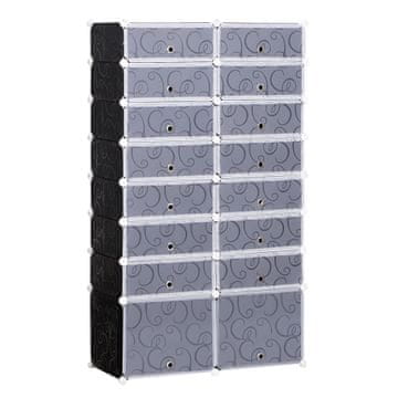 HOMCOM Omara za čevlje varčevanje s prostorom, omara za vhod iz plastike, modularna omara za dnevno sobo in vhode, polica za čevlje, večnamenska 95x37x160cm, bela in črna