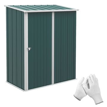 OUTSUNNY Vrtna hišica 1.34m² iz pocinčanega jekla, vrtna lopa s poševno streho, rokavice in zaklenljiva vrata, orodjarna, 161.5x94.5x196cm, zelena
