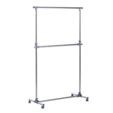 HOMCOM Stojalo za oblačila z nastavljivo višino in raztegom, 4 vrtljiva kolesa, nerjaveče jeklo in ABS, 165x48x180cm