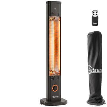 OUTSUNNY Infrardeči grelnik za zunanjo uporabo 2000W za tla/steno, električni zunanji grelnik z daljinskim upravljalnikom/dotikom, 8 stopenj toplote, časovnik 8 ur, IP65, zaščita proti prevračanju