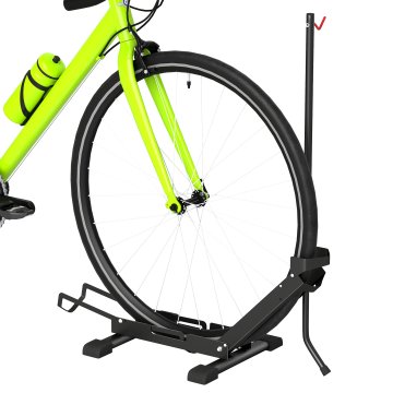 SPORTNOW Stojalo za zložljiva kolesa, nastavljivo po višini in širini, s podporno cevjo, iz jekla in plastike, za kolesa 20"-29", 75x41x71-81 cm, črno
