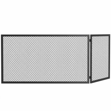 HOMCOM Zložljivo iskrišče za kamin z 2 paneli, ognjena pregrada, zaščita za kamin iz barvanega kovine, pripravljeno za uporabo, 140x1x50 cm, črna