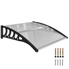 OUTSUNNY Zunanja nadstrešnica 103x96.5cm, nadstrešnica za zunanjost s nosilci iz polikarbonata in palicami iz aluminija, za balkone, okna in vrata, prozorna