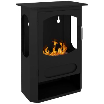 HOMCOM Kamin na bioetanol samostoječ, biokamin z gorilnikom 1.2L za 3 ure delovanja, ogrevalna površina 20-25 m², 43x25x68 cm, črna