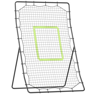 HOMCOM Odbijalnik za nogomet in bejzbol zložljiv z 21 vrvmi in območjem natančnosti, nogometna mreža iz PE in kovine, 123x90x174 cm, črn