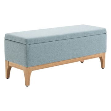 HOMCOM Oblazinjena klop s predalom, notranja klop s predalom, tkanina z učinkom lanu in lesa, skandinavski dizajn, eleganten, 110x39x45Acm, modra
