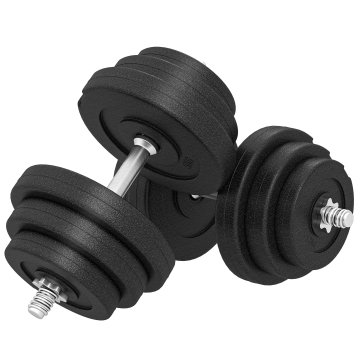 HOMCOM Set 2 nastavljivih ročk 40 kg skupaj, set uteži za roke z nedrsečim ročajem, ročne uteži, za fitnes doma in v telovadnici, črna