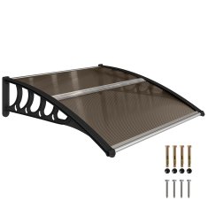OUTSUNNY Zunanja tenda 103x96.5cm, tenda za zunanjo uporabo s polikarbonatnimi nosilci in aluminijastimi palicami, za balkon okna in vrata, rjava