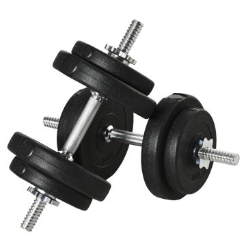 HOMCOM Komplet dvigalk za telovadnico 20 kg (4x2.5 kg, 4x1.5 kg), dvigalke za telovadnico iz jekla in peska z nedrsečim ročajem, za domače fitnes vadbe, 45x20.5x20.5 cm, črna