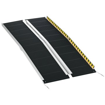 HOMCOM Rampa za zložljiv invalidski voziček iz aluminijeve zlitine, rampa za invalide z deflektorji in nalepkami, 152x73.6x5.1 cm, črna