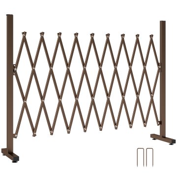 OUTSUNNY Ograja za vrt z nastavljivo širino, raztegljiva mreža za večnamenski vrt iz kovine in aluminija, 250x31x103.5 cm, temno rjava