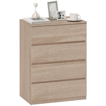 HOMCOM Predalnik za spalnico s 4 predali, lesena komoda za spalnico, za dnevno sobo, jedilnico in hodnik, 60x40x80 cm, barva lesa