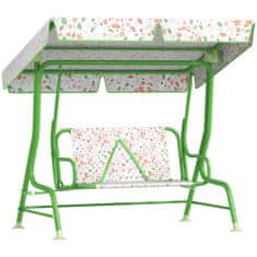 AIYAPLAY Zunanja gugalnica za otroke z 2 sedežema z nastavljivo nadstrešnico in varnostnimi pasovi, gugalnica za vrt in notranjost iz jekla in oxforda, max 60 kg, 112x75x120 cm, zelena