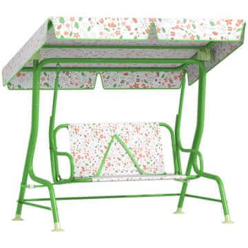 AIYAPLAY Zunanja gugalnica za otroke z 2 sedežema z nastavljivo nadstrešnico in varnostnimi pasovi, gugalnica za vrt in notranjost iz jekla in oxforda, max 60 kg, 112x75x120 cm, zelena