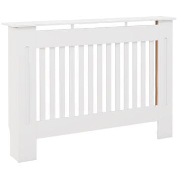 HOMCOM Pokrov za radiator iz MDF letvic, sodoben pokrov za radiator z protipreklopno zaščito za dom in pisarno, 112x19x81 cm, bela
