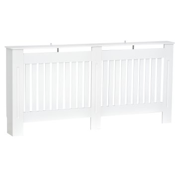 HOMCOM Pokrov za radiator iz letvic iz MDF, moderni pokrov za radiator z zaščito pred prevračanjem za dom in pisarno, 172x19x81 cm, bel