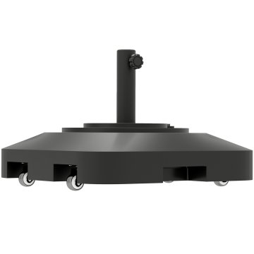 OUTSUNNY Podstavek za senčnik na kolescih z 2 zavorama, podstavek za senčnik iz HDPE z vodo 19 kg in peskom 25 kg, za drogove senčnikov premera Ø38/48 mm, 48x48x32.5 cm, črna