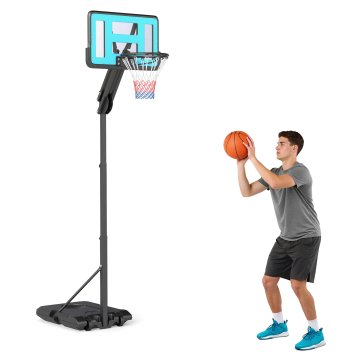 SPORTNOW Zunanji nastavljiv košarkarski koš od 180 do 270 cm, prenosni koš s kolesi, nezlomljiva tabla in osnova, ki se napolni z vodo in peskom, črn