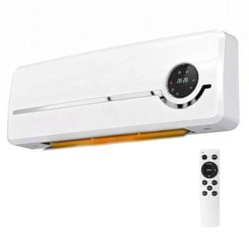 HOMCOM Keramični grelnik 2000W, stenski termoventilator s 3 načini, nastavljiv ventilator in grelnik, tedenski timer, zaznavanje odprtega okna, otroška zaščita in daljinski upravljalnik, bela