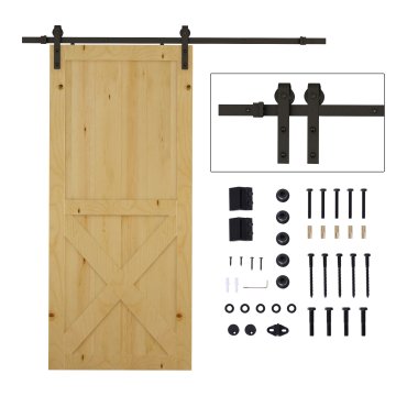 HOMCOM 200Cm tirnica za drsna vrata komplet dodatkov z tirnico in kolesi nosilnost 100kg ogljikovo jeklo 200×4×0.6cm