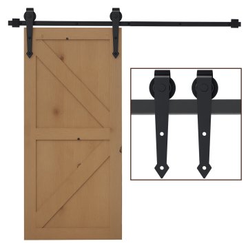 HOMCOM 200Cm/6.6Ft komplet za drsna vrata nosilnost 100Kg, tir za drsna vrata z kolesci rustikalni stil, črna