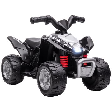 AIYAPLAY Honda električni quad za otroke 18-36 mesecev, mini quad za otroke z led lučmi, hupo in pedali, največja hitrost 2.8 km/h, 65.5x38.5x43.5 cm, črn