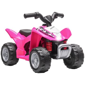 AIYAPLAY HONDA električni quad za otroke 18-36 mesecev, mini quad za otroke z LED lučmi, hupo in pedali, največja hitrost 2.8 km/h, 65.5x38.5x43.5 cm, roza