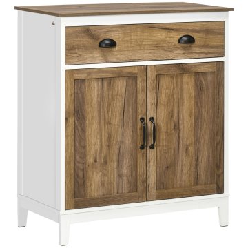 HOMCOM Mobilni večnamenski iz MDF z omarico in predalom v rustikalnem slogu, 78.5x39x89.4cm, bela