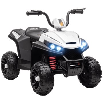 AIYAPLAY Otroški električni quad 12V, otroški električni avtomobil z 2 motorjema, 5 KM/H, vzmetenje, led-žarometi, MP3, za 37-60 mesecev, notranje IN zunanje, bel