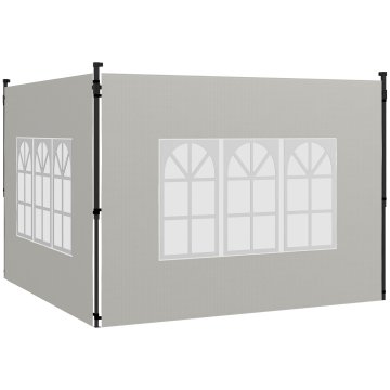 OUTSUNNY Komplet 2 stranske stene za gazebo 3x3 m in 3x6 m, zavese za gazebo z okni iz PE in plastike, bela