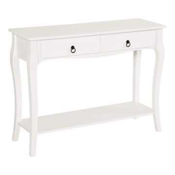 HOMCOM Moderna lesena konzolna miza za vhod z 2 predali, za dnevno sobo, spalnico in vhod, 100x33x75cm, bela