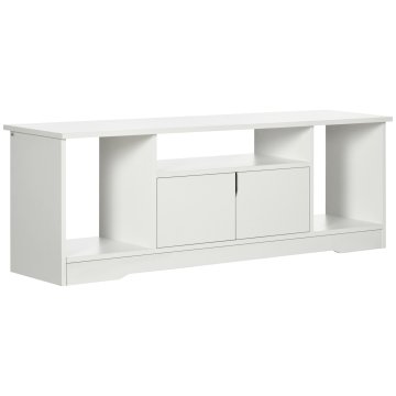 HOMCOM Mobilni TV nosilec do 42'' z omarico in odprtimi policami, TV omarica za dnevno sobo in bivalni prostor iz lesa, 120x30x41cm, bela