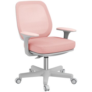 VINSETTO Ergonomski pisarniški stol z nastavljivo višino in zračnim hrbtom, pisalni stol iz mrežaste tkanine, 55x48x82.5-94.5 cm, roza
