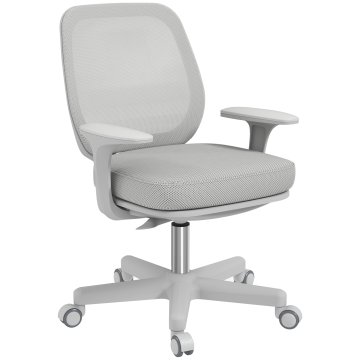 VINSETTO Ergonomski pisarniški stol z nastavljivo višino in zračnim naslonjalom, pisalni stol iz mrežaste tkanine, 55x48x82.5-94.5 cm, siva