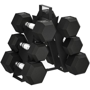 SPORTNOW Set uteži za fitnes s podporo, 2x4Kg, 2x6Kg, 2x8Kg, šestkotne kovinske uteži za fitnes z nedrsečim ročajem, močnostni trening doma, črna